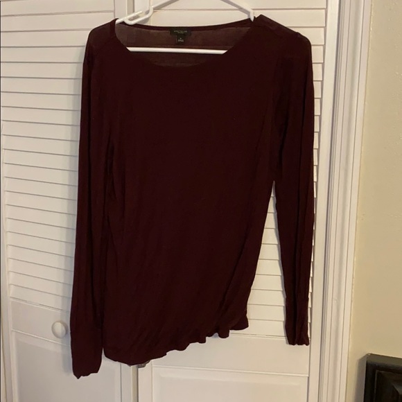 Ann Taylor dark maroon long sleeved top - Picture 2 of 4